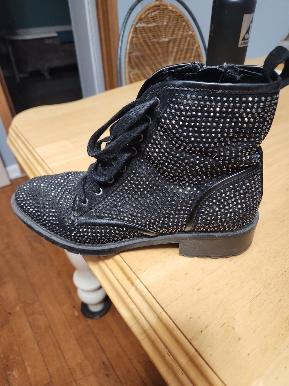 Madden Girl - Kirra Black Studded Lace-Up Combat Boots